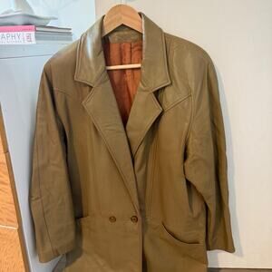 Vintage Made in USA Olive Leather Blazer Jacket ✨